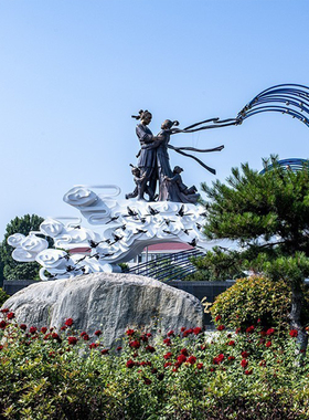 不锈钢牛郎织女户外广场景观雕塑
