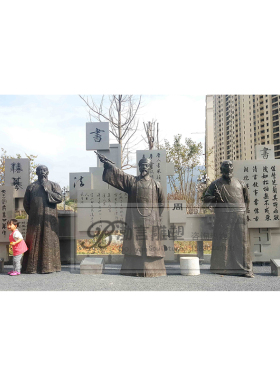 户外人物渤言雕塑黄铜观赏复古