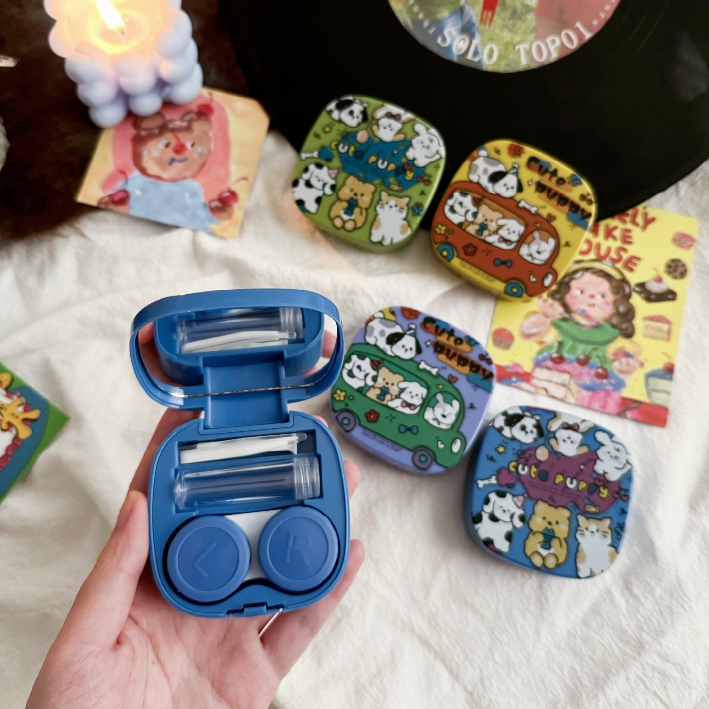 像鱼复古涂鸦卡通可爱隐形眼镜盒子伴侣盒护理美瞳盒便携as3213,淘宝优惠券,粉丝福利购,淘宝优惠卷