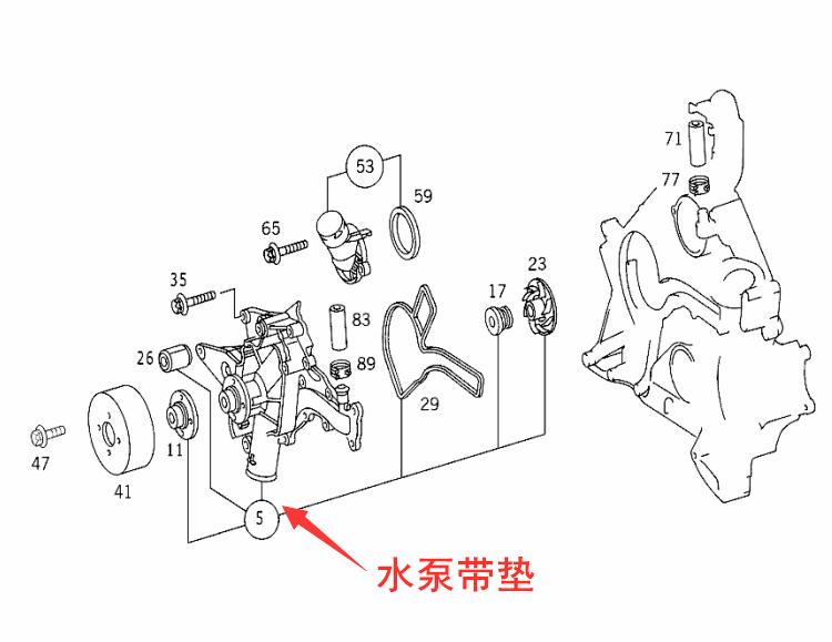 适用奔驰W203 C240 C320 SLK320 CLK240 CLK320 CLS500 AMG水泵-图0