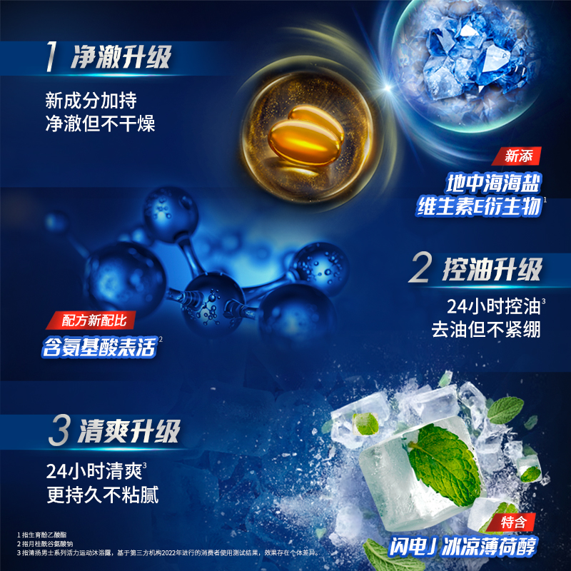 清扬男士平衡控油沐浴露净澈劲爽多口味规格选