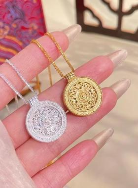 s925纯银八宝罗盘项链古法新中式