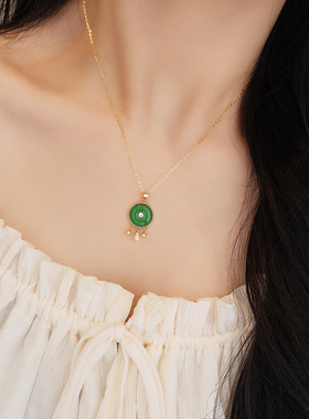 设计师款平安扣流苏毛衣链S925银