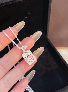 s925纯银镂空蕾丝平安无事牌项链
