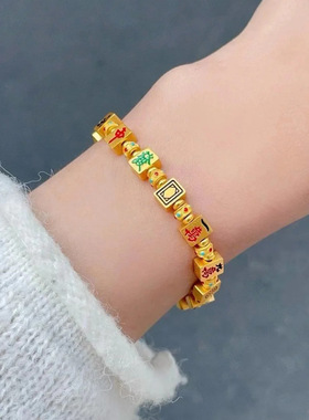 纯银麻将十三幺手链女个性轻奢