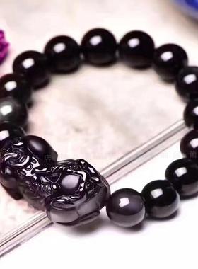 乌金黑曜石男女款饰品貔貅手链