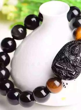 天然黑曜石本命佛守护神生肖马