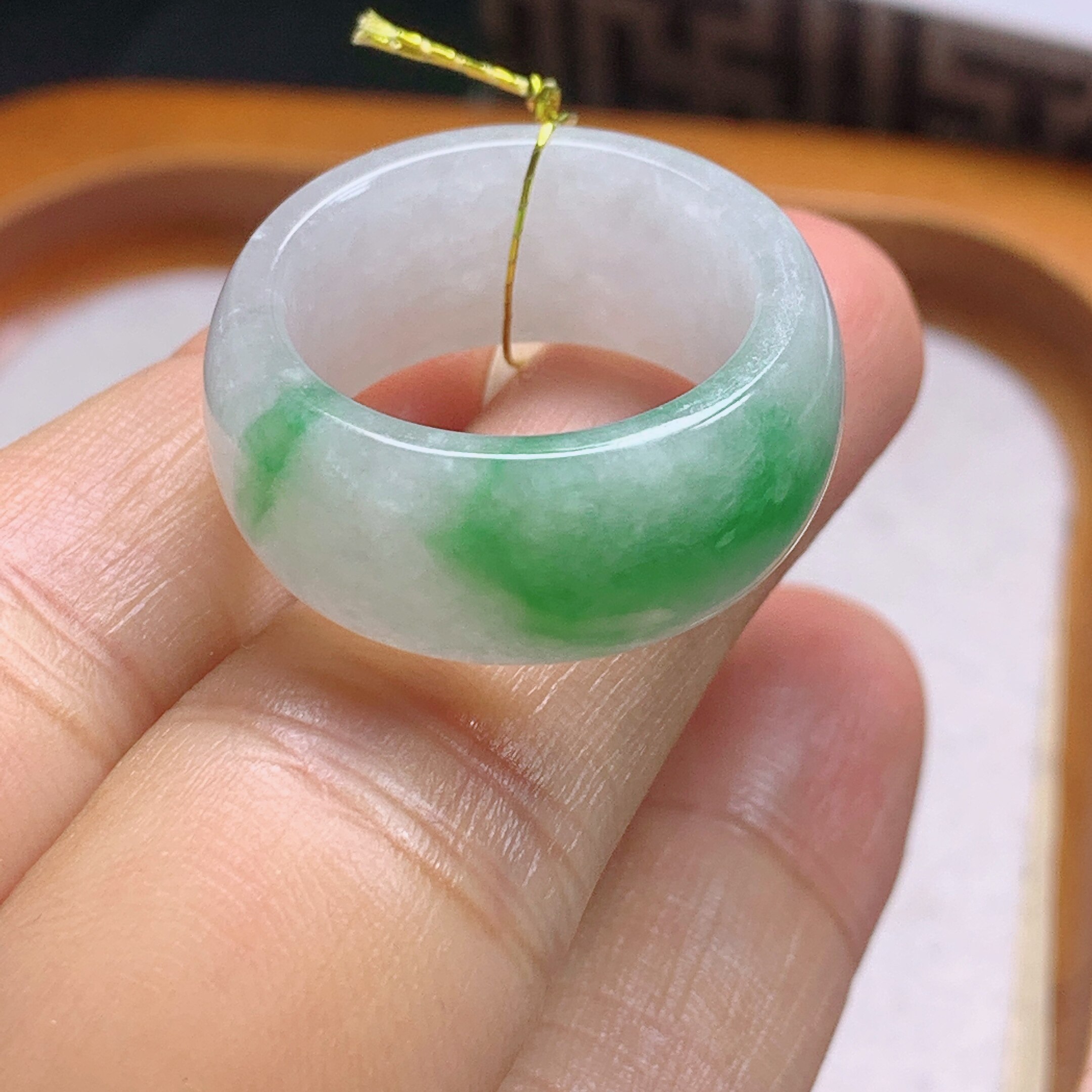 No. 16-17 Myanmar natural A-grade jade T1157 inner diameter 18.3-9.8-3.6mm green tire ring