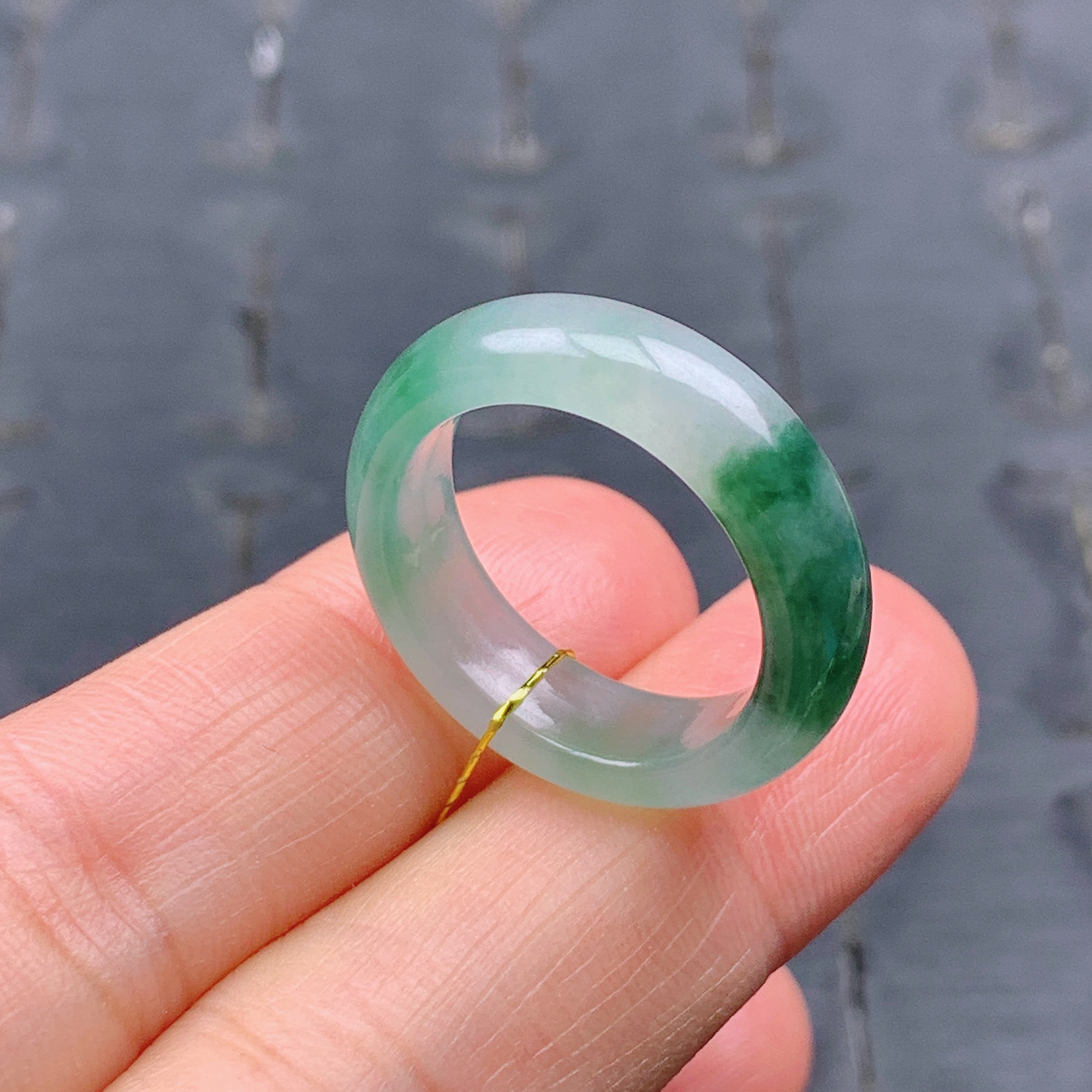 15号缅甸天然A货翡翠T593 内径17.6/5.9/3.4mm冰晴水飘花戒指圆环,淘宝优惠券,粉丝福利购,淘宝优惠卷