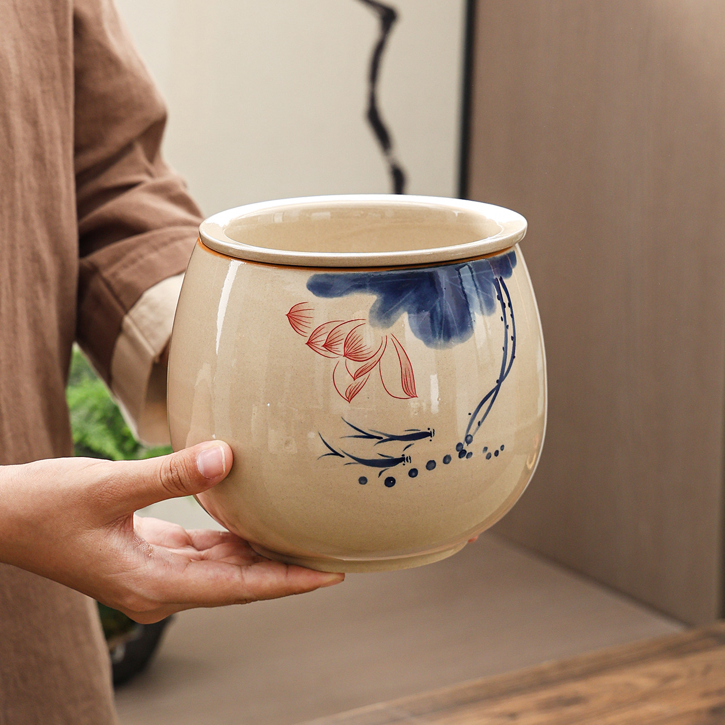 陶瓷茶渣缸茶水分离桌面茶台带过滤水盂废水桶烟灰缸茶具配件茶洗,淘宝优惠券,粉丝福利购,淘宝优惠卷