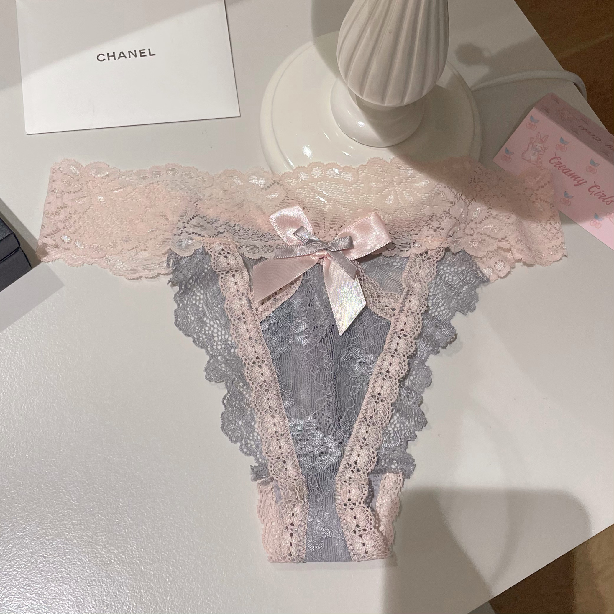 法式少女粉～性感T裤蕾丝可爱拼色蝴蝶结纯欲诱惑约会内裤女士,淘宝优惠券,粉丝福利购,淘宝优惠卷