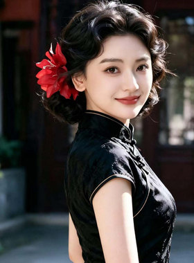 东方美人玫粉色花朵发夹
