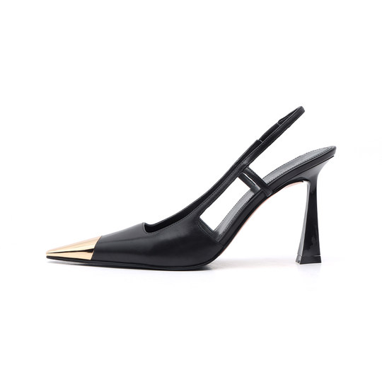 ALEXSARA+квадратная голова+металлическая голова+высокие каблуки+босоножки