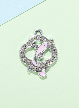 锦鲤鱼挂件小吊坠配饰滴油水钻diy中国风年年有鱼手链幸运四叶草