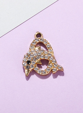 海豚小吊坠挂件配饰镶钻合金饰品配件diy手链项链服饰钥匙扣材料