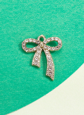 蝴蝶结配饰挂件领结吊坠简约镶钻合金饰品小配件diy手链项链服饰