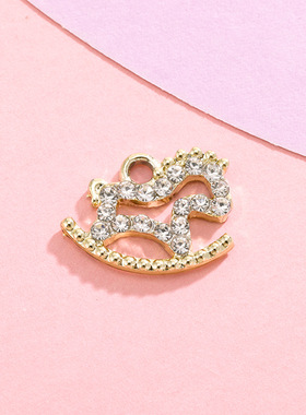 时尚镶钻木马合金饰品配饰挂件diy吊坠简约服饰包包耳环材料配件