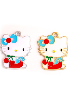 猫咪挂件配饰滴油吊坠diy白色KT猫咪项链钥匙扣吊坠手链包包 配件