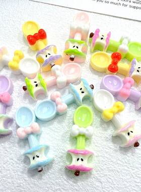 可爱苹果小勺子 diy仿真树脂配件手机壳手工发夹头绳饰品材料