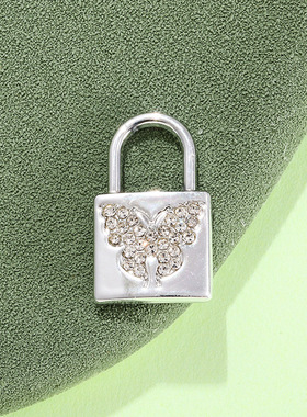 蝴蝶锁配饰挂件小吊坠欧美风镶钻合金饰品配件diy手链服饰钥匙扣