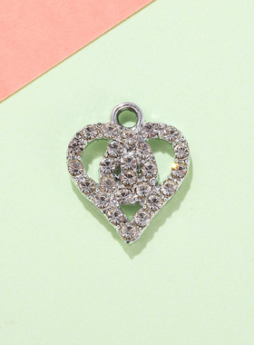 心形挂件配饰爱心小吊坠合金镶钻饰品配件diy手链服饰包包钥匙扣