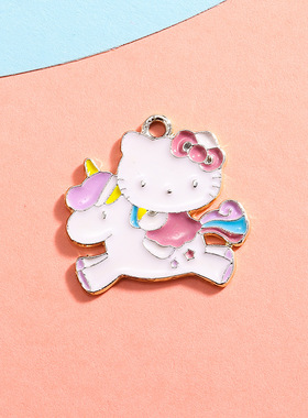 独角兽小吊坠K猫咪挂件配饰卡通滴油猫咪合金饰品配件DIY服饰手链