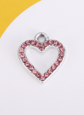 彩色心形爱心欧美风镶钻合金简约饰品配件diy手链项服饰项链材料