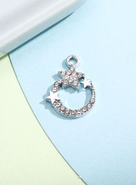 圆五角星挂件配饰镶钻吊坠简约合金饰品配件diy手链项链服饰材料