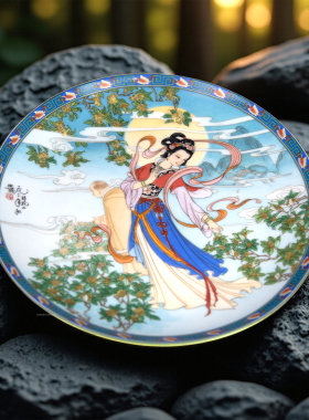 景德镇外销创汇瓷器摆件盘桂花山