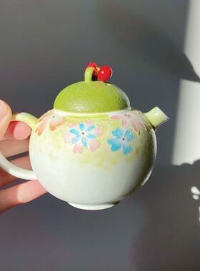 杭州景区文创繁花杯组小青柑手绘花屿陶瓷茶杯茶壶桌面摆件7553
