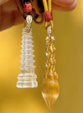 灵隐文创琉璃文昌塔天然文昌笔项链学生挂件中考高考金榜题名吊坠