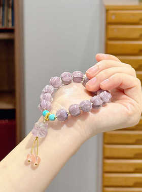 【暮山紫】醒狮紫色莲花 手串3007