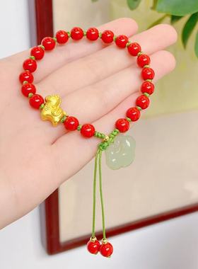 灵隐文创马年如意手串马上有米如意祥云朱红色手串马年手绳3706
