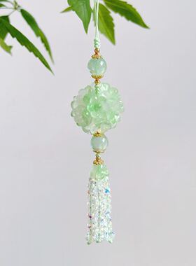 【好云铃兰】粉绿铃兰花球串珠流苏挂件 箱包配件 20092