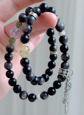 杭州灵隐文创墨影流光招财纳福顺遂新中式双圈手串饰品手链3661