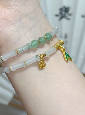 【青青松松】苍苍竹林声 天山翠 竹节双圈 新中式 手串3103