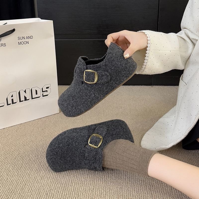 2025冬季勃肯鞋女 新款加绒内全包毛呢一脚蹬保暖棉鞋一件代,淘宝优惠券,粉丝福利购,淘宝优惠卷