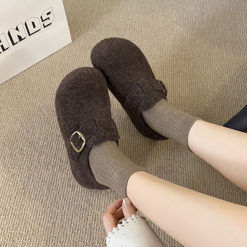 2025冬季勃肯鞋女 新款加绒内全包毛呢一脚蹬保暖棉鞋一件代,淘宝优惠券,粉丝福利购,淘宝优惠卷