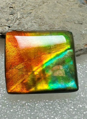 天然加拿大斑彩石树脂面覆膜 裸石 天然螺纹