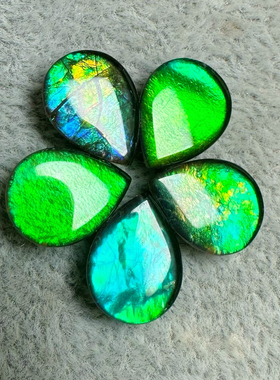 天然加拿大斑彩石裸石 水晶面覆膜水滴