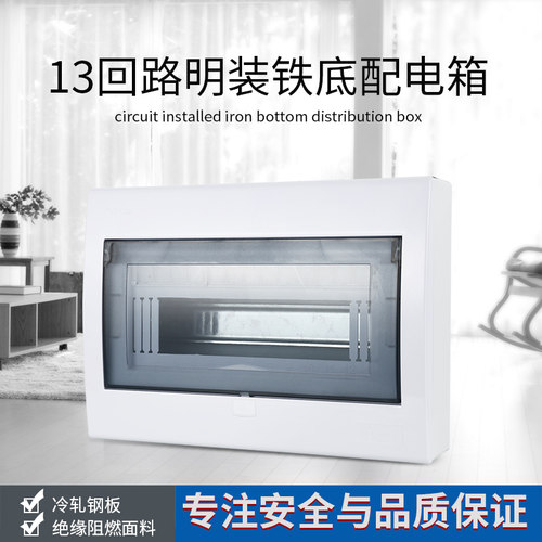 明装13位电表箱配电箱 12回路空气开关盒家用强电箱 空开盒10漏电 - 图0