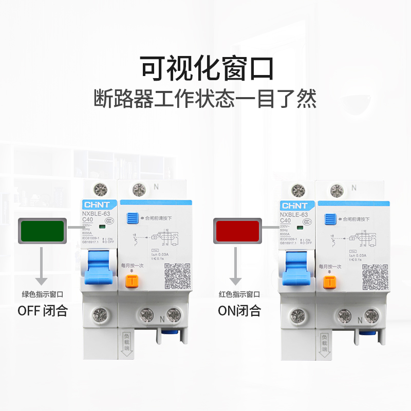 正泰 NXBLE小型漏电保护器 断路器触电保护空气开关 1234P63A漏保 - 图1