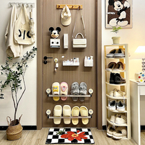 Door rear storage Divine Instrumental Bedroom Entrance Kitchen Toilet Bag Shoes Hat Narrow Cabinet Hook Hung Bag Shelf