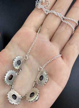 天然黑珍珠项链 尼泊尔手工925纯银 原创设计 复古异域风女生饰品