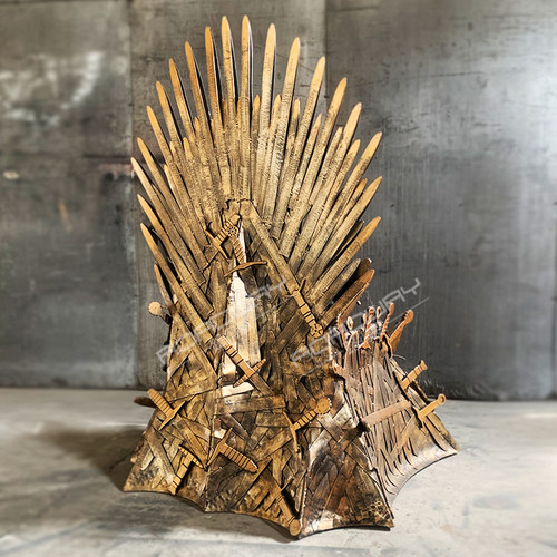 复古工业风KTV酒吧店面金属装饰权力的游戏 铁王座椅创意落地摆件 - 图2