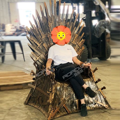 复古工业风KTV酒吧店面金属装饰权力的游戏 铁王座椅创意落地摆件 - 图0