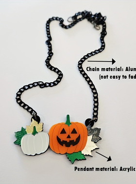 P万圣鬼节派对个性南瓜灯恐怖可爱T恤毛衣挂链项链