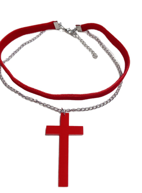 P欧美嘻哈潮流十字架雪花项链锁骨链双层多层