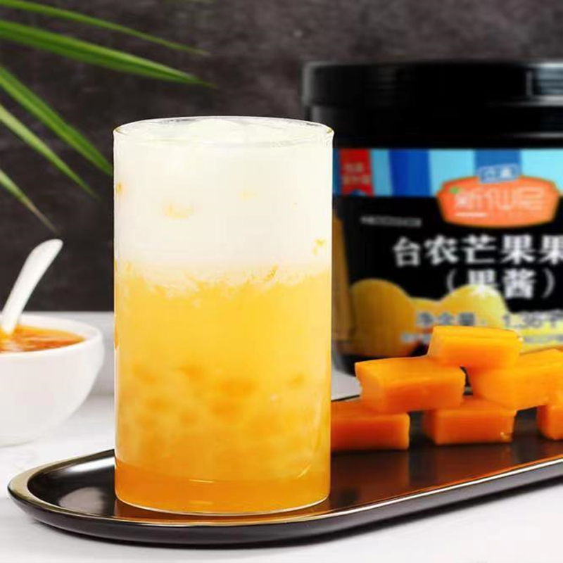 新仙尼台农芒果多口味选择奶茶店专用原材料甜品奶茶1.36kg果酱肉-图1