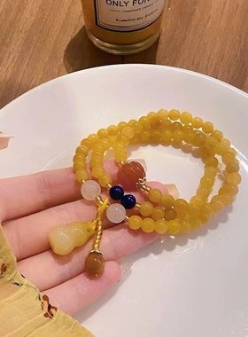2024风吹麦浪~文艺复古中式民族风两戴黄玉葫芦手串文创网红手链
